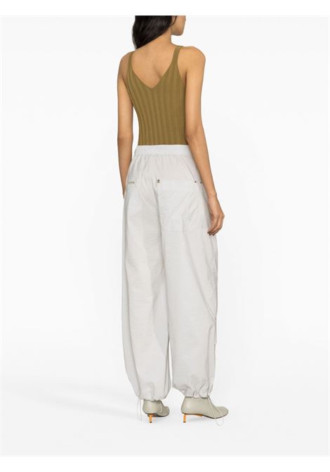 Beige V-neck ribbed tank top - women HELMUT LANG | N01HW7041G6